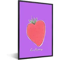 PosterMonkey Fotolijst incl. Poster - Aardbei - Fruit - Quotes - 40x60 cm - Posterlijst