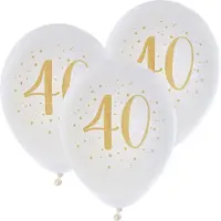 SANTEX verjaardag leeftijd ballonnen 40 jaar - 24x stuks - wit/goud - 23 cm - Feestartikelen