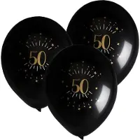 SANTEX Verjaardag leeftijd ballonnen - 50 jaar - 24x - zwart/goud - 23 cm - Abraham/Sarah