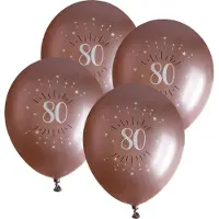 SANTEX verjaardag leeftijd ballonnen 80 jaar - 24x stuks - rosegoud - 30 cm - Feestartikelen