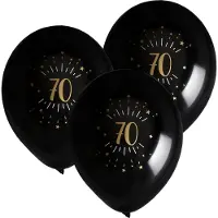 SANTEX verjaardag leeftijd ballonnen 70 jaar - 24x stuks - zwart/goud - 23 cm - Feestartikelen