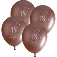 SANTEX verjaardag leeftijd ballonnen 18 jaar - 24x stuks - rosegoud - 30 cm - Feestartikelen