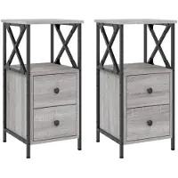 vidaXL Nachtkastjes 2 st 34x35,5x70 cm bewerkt hout grijs sonoma eiken