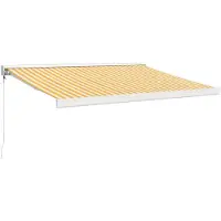 vidaXL Uittrekbare zonnescherm, geel en wit, 3x2,5 meter, doek en aluminium