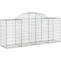 vidaXL Gabion met hoge boog, 200x50x80/100 cm, verzinkt staal