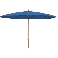vidaXL Parasol met houten paal 400x273 cm azuurblauw
