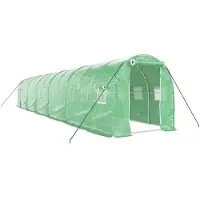 vidaXL Kas met stalen frame, groen, 24 m², 12x2x2 meter