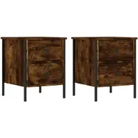vidaXL Nachtkastjes 2 st 40x42x50 cm bewerkt hout gerookt eikenkleurig