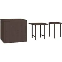 vidaXL Bijzettafels 3 st poly rattan bruin