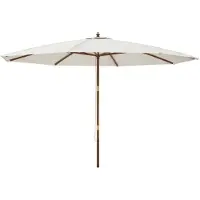vidaXL Parasol met houten paal 400x273 cm zandkleurig