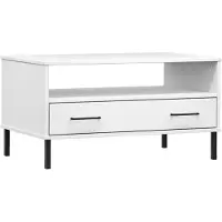 vidaXL Salontafel met metalen poten OSLO 85x50x45 cm masssief hout wit