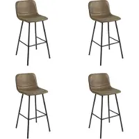 Bronx71 Industriële barkruk Mikky olijfgroen leer 68 - 79 cm - Barkrukken set van 4 - barstoel