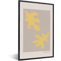 PosterMonkey Fotolijst incl. Poster - Vormen - Bladeren - Geel - Abstract - 40x60 cm - Posterlijst