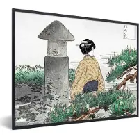 PosterMonkey Fotolijst incl. Poster - Kimono - Vrouw - Natuur - Japan - 80x60 cm - Posterlijst