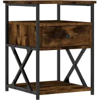 vidaXL Nachtkastje 40x42x55 cm bewerkt hout gerookt eikenkleurig