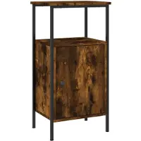 vidaXL Nachtkastje 41x31x80 cm bewerkt hout gerookt eikenkleurig