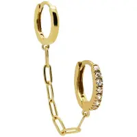 Karma - Oorringen - Double hoop chain - 925 sterling zilver - 14k Gouden plating - 2.4 CM