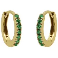 Karma - oorbellen - Oorringen - hoops - Round - emerald - Groen - zirconia - 925 sterling zilver - 14k gouden plating - 13 MM