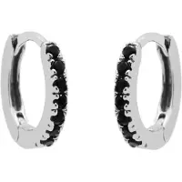 Karma Oorringen strass zilver Zwart