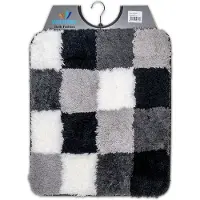 Wicotex - Bidetmat - WC mat - Toiletmat blokken Wit Grijs Zwart - Badmat - Antislip onderkant - Afmeting 50x60cm