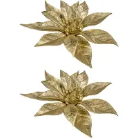 COSY&TRENDY Cosy & Trendy Kerstboomversiering Bloem - 6x - 15 cm - goud - op clip - ornament - kerst - kerstster