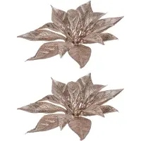 COSY&TRENDY 4x stuks decoratie bloemen kerststerren roze glitter op clip 18 cm - Decoratiebloemen/kerstboomversiering