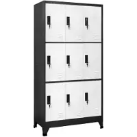 vidaXL Lockerkast 90x45x180 cm staal antracietkleurig en wit