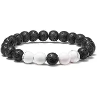 Victorious Natuurstenen Kralen Armband – Heren Armband – Dames Armband – Zwart & Wit – 16.5cm