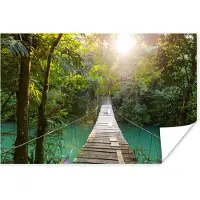 PosterMonkey Poster Jungle - Water - Brug - Natuur - Planten - 180x120 cm XXL - Kerstversiering - Kerstdecoratie voor binnen - Kerstmis