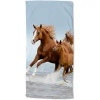 Good Morning strandlaken Merrie met veulen - Polyvelours (75x150 cm)