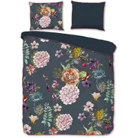 Descanso Dekbedovertrek Parma Anthracite Satijn-240 x 200 / 220 cm | Lits-Jumeaux