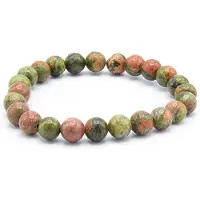 Victorious Natuurstenen Kralen Armband – Heren Armband – Dames Armband – Agaat Groen/Rood – 18cm