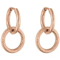 Victorious Dames Oorbellen Roségoudkleurig – Dubbele Ring met Lijnen – 2CM