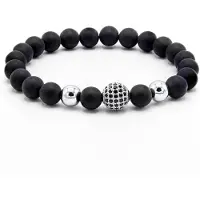 Victorious Natuurstenen Kralen Armband – Heren Armband - Dames Armband – Zwarte Onyx - Zwart – 18cm