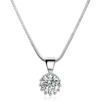 Victorious Dames Ketting met Zirkonia Hanger – Solitair 8 mm – Zilverkleurig – 43 cm