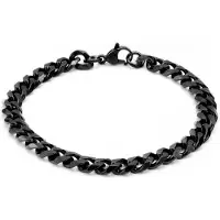 Victorious 7mm Gevlochten Stalen Armband Heren – RVS Roestvrij Staal – Zwart – 22cm