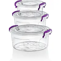 Orion - Voordeelset van 3 Vershouddozen/Voedseldozen - 0.6/1.2/2.1 liter - Rond