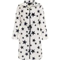 Pastunette Dames badjas met rits - sterrenprint - fleece - zacht & warm - ritssluiting badjas dames - luxe ochtendjas -maat XL (48-50)