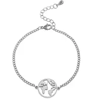 Victorious Dames Armband Zilverkleurig – Zilverkleurige Wereldbol – 14 t/m 18cm