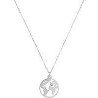 Victorious Dames Ketting Zilverkleurig – Wereldbol – Aarde - 45cm