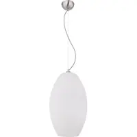 Globo Lighting Hanglamp hanglamp glazen kap opaal kap lamp eetkamerlamp keuken, metaal glas gestreept wit opaal nikkel mat, 1x E27 fitting, DxH 28,5x120cm