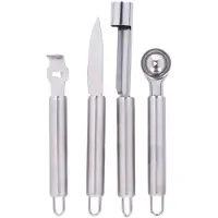 Alpina Fruitsnijset - Set van 4 Stuks - Schiller/ Fruitsnijder/ Appelboor/ Meloenboor - RVS