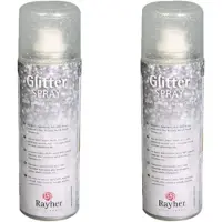 Rayher Hobby Set van 2x stuks glitter spray met zilveren fijne glitters - Hobbyverf