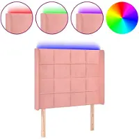 vidaXL Hoofdbord LED 93x16x118/128 cm fluweel roze