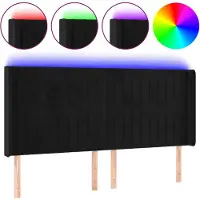 vidaXL Hoofdbord LED 163x16x118/128 cm fluweel zwart