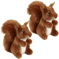 Ravensden Familie set van 2x stuks pluche knuffel dieren Rode Eekhoorn van 18 cm - Knuffel bosdieren