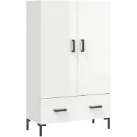 vidaXL Hoge kast 69,5x31x115 cm bewerkt hout hoogglans wit