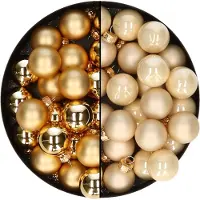 Othmar decorations Mini kerstballen - 48x st - champagne en goud - 2,5 cm - glas - Kerstbal