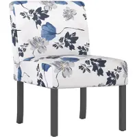 vidaXL Stoel gebloemd stof blauw