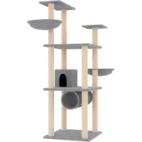 vidaXL Kattenmeubel met sisal krabpalen 141 cm lichtgrijs